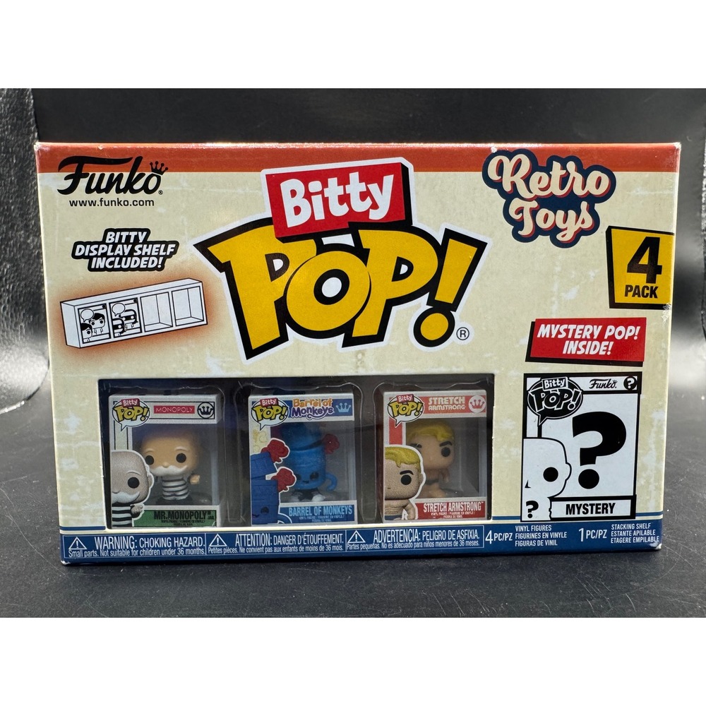 Funko Bitty Pop Retro Toys 4-Pack Mr Monopoly Barrel of Monkeys Mystery Stetch A
